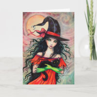 Halloween-Hexe-und schwarze Katzen-Fantasie-Kunst