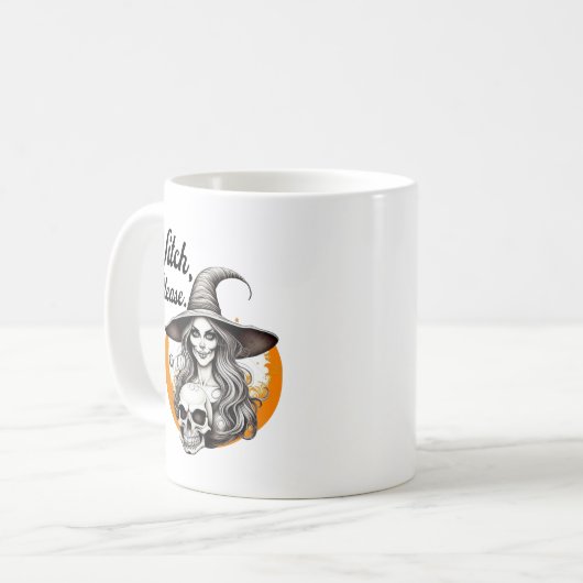Halloween Hexe und Skeletton, bitte. Kaffeetasse (Vorderseite Links)
