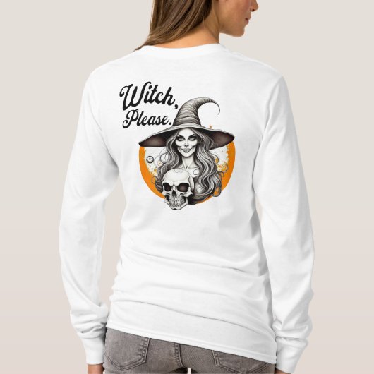 Halloween Hexe und Skeletton, bitte. T-Shirt (Rückseite)