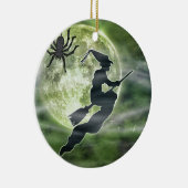 Halloween Hexe und Spike Keramikornament (Rechts)