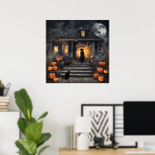 Halloween Hexe und Spuk Haus Poster (Heimbüro)