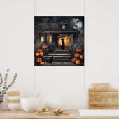 Halloween Hexe und Spuk Haus Poster (Küche)