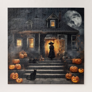 Halloween Hexe und Spuk Haus Puzzle