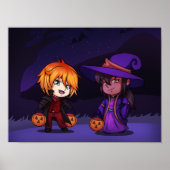Halloween Hexe und Vampire Chibi Poster (Vorne)