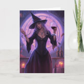 Halloween Hexe und Wine Funny Funny Schöne Hexe Karte (Vorderseite)