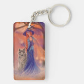 Halloween Hexe und Wolf von Renee Lavoie Schlüsselanhänger (Rückseite)