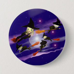 Halloween-Hexe-Verkehr Button