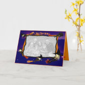 Halloween-Hexe-Verkehr (Fotorahmen) Karte (Gelbe Blume)