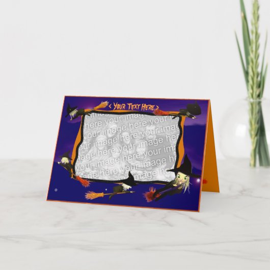 Halloween-Hexe-Verkehr (Fotorahmen) Karte (Vorderseite)