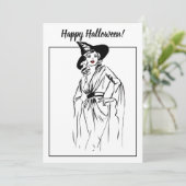 Halloween Hexe Vintag Illustration Karte (Stehend Vorderseite)