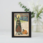 Halloween Hexe Vintag Postkarte (Stehend Vorderseite)