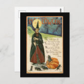 Halloween Hexe Vintag Postkarte (Vorne/Hinten)