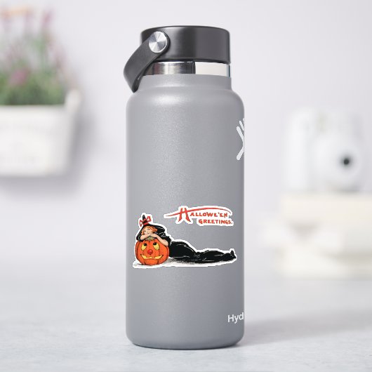 Halloween Hexe, Vintage Abbildung Aufkleber (HydroFlask)