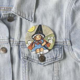 Halloween Hexe Vintage Feiertag Knopf Button