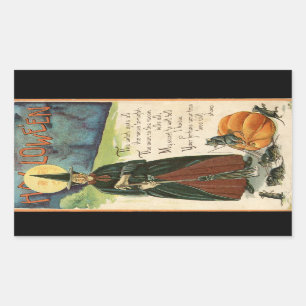Halloween Hexe Vintage Rechteckiger Aufkleber