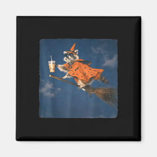 Halloween-Hexe-Waschbär-Eiskaffee-lustiges Tier Magnet