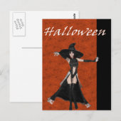 Halloween Hexe Web Bkgrd D3 Postkarten (Vorne/Hinten)