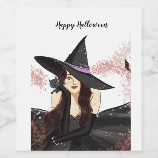 Halloween, Hexe Weinetikett (Einzelnes Label)