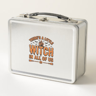 Halloween-Hexe-Zitat Vintage-Vektordesign_1 Metall Brotdose