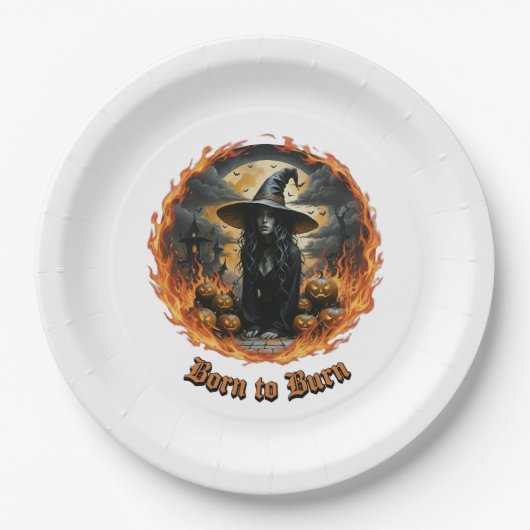 Halloween; Hexe; zu brennen Geboren; Jack; Papa Na Pappteller (Vorderseite)