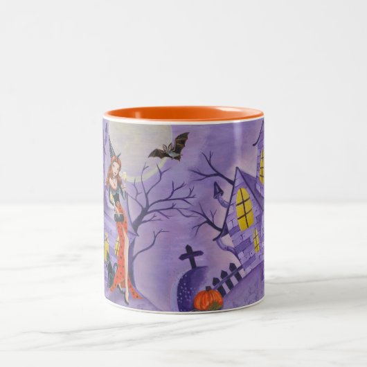 Halloween Hexe - Zwei-Tone-Tasse Zweifarbige Tasse (Mittel)