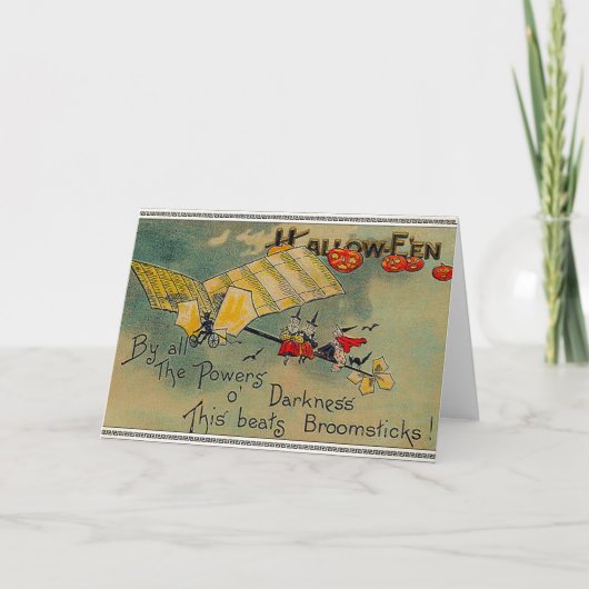 Halloween Hexen auf einem Flugzeug Karte (Vorderseite)