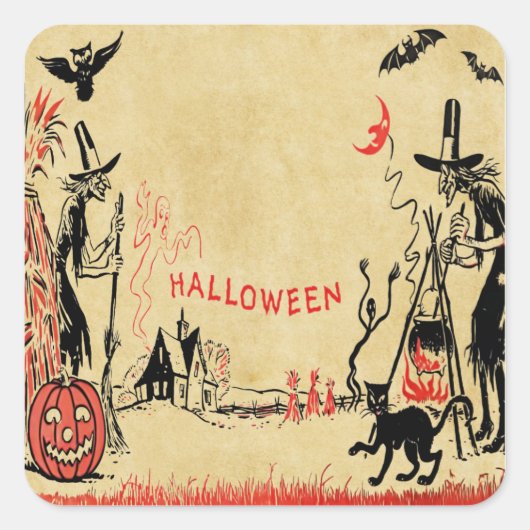 Halloween Hexen Aufkleber (Vorderseite)