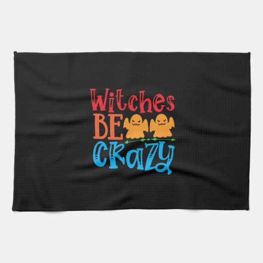 Halloween Hexen Be Crazy Geburtstag Geschirrtuch (Horizontal)