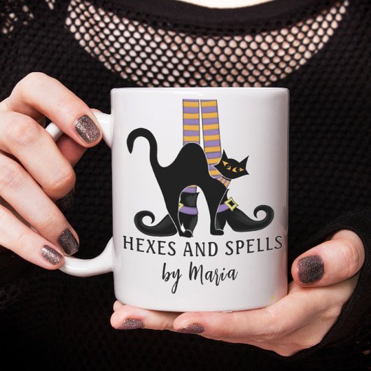 Halloween Hexen Black Cat Niedlicher Niedlicher Sc Kaffeetasse