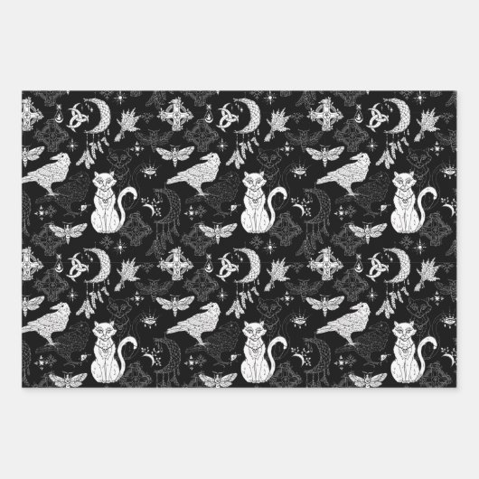 Halloween Hexen brauen, tränken, Katzen, Kürbisfle Geschenkpapier Set (Vorderseite 2)