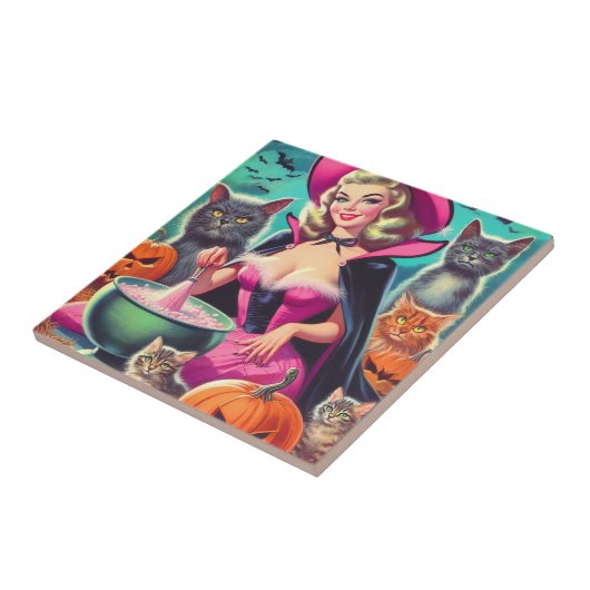 Halloween-Hexen-Button Fliese (Seite)