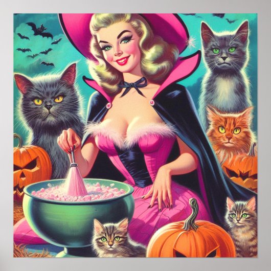 Halloween-Hexen-Button Poster (Vorne)