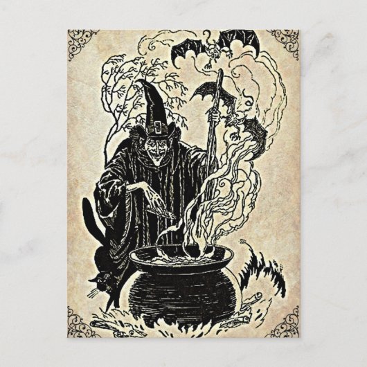 Halloween Hexen Cauldron Postkarte (Vorderseite)