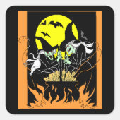 Halloween Hexen Cauldron Quadratischer Aufkleber (Vorderseite)