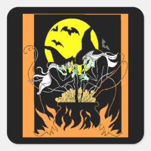 Halloween Hexen Cauldron Quadratischer Aufkleber