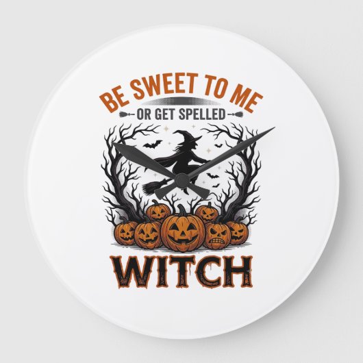 Halloween Hexen Design Sei Süß Oder Werde Verzaube Große Wanduhr (Vorderseite)