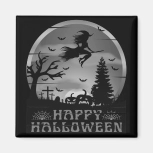 HALLOWEEN HEXEN FRIEDHOF SCHWARZ WEISS MAGNET