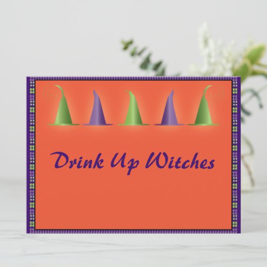 Halloween Hexen Hats Einladung (Stehend Vorderseite)