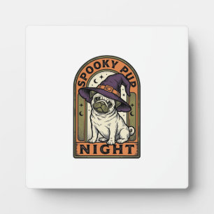 Halloween-Hexen-Hund Vintage-Stich-Shirt-Design Fotoplatte