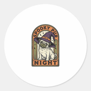 Halloween-Hexen-Hund Vintage-Stich-Shirt-Design Runder Aufkleber