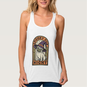 Halloween-Hexen-Hund Vintage-Stich-Shirt-Design Tank Top