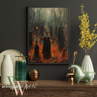Halloween-Hexen im waldgotischen Raum Poster