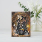 Halloween Hexen in Schwarz Postkarte (Stehend Vorderseite)