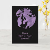 Halloween Hexen Individuelle Name Front Karte (Gelbe Blume)