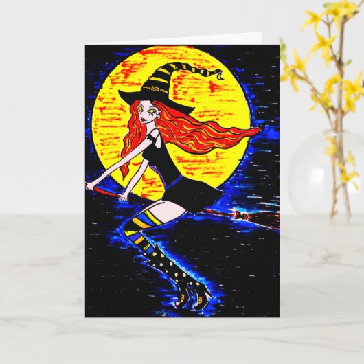 Halloween Hexen Karte (Gelbe Blume)