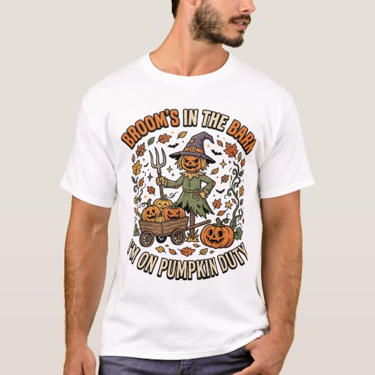 Halloween Hexen-Kürbis-Patch Humor T-Shirt (Vorderseite)