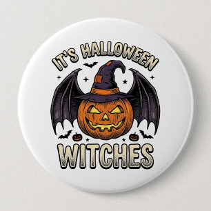 Halloween Hexen-Kürbis Vintage-Fledermaus-Shirt_1 Button