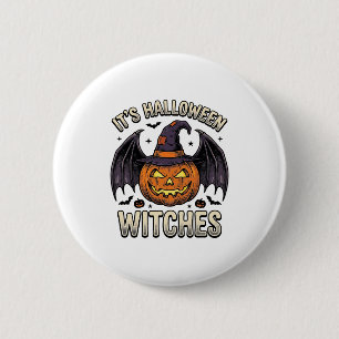 Halloween Hexen Kürbis Vintage Fledermaus Shirt_1 Button