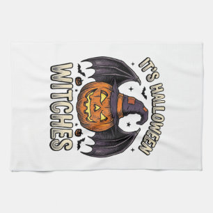 Halloween-Hexen-Kürbis-Vintage-Fledermaus-Shirt_1 Geschirrtuch