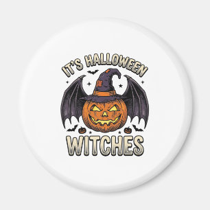 Halloween Hexen-Kürbis Vintage-Fledermaus-Shirt_1 Magnet
